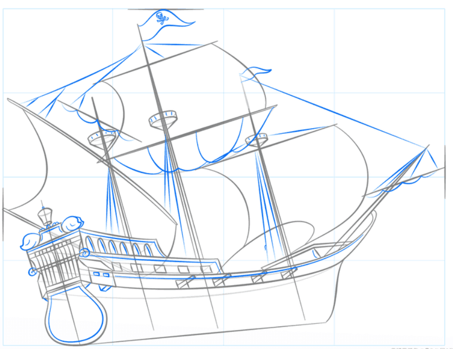 Як намалювати корабель - вчимося малювати корабель в морі і космічний корабель