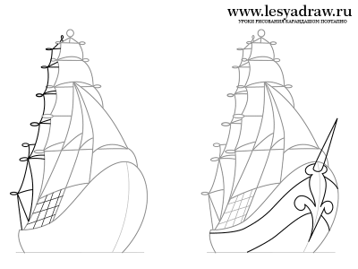 Як намалювати корабель - вчимося малювати корабель в морі і космічний корабель